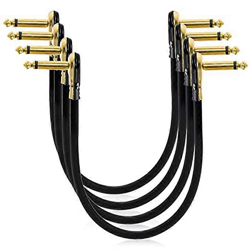 4 Pack 12 Inch Guitar Patch Cables,Right Angle Golden for Pedal Board