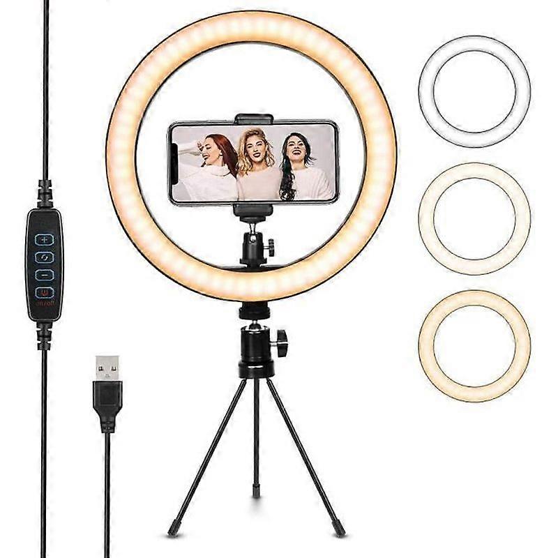 LED Ring Light with Tripod Stand Selfie Ring Light for VideoPhotoYoutube Adjustable Ring Lamp with 3 Lighting Modes