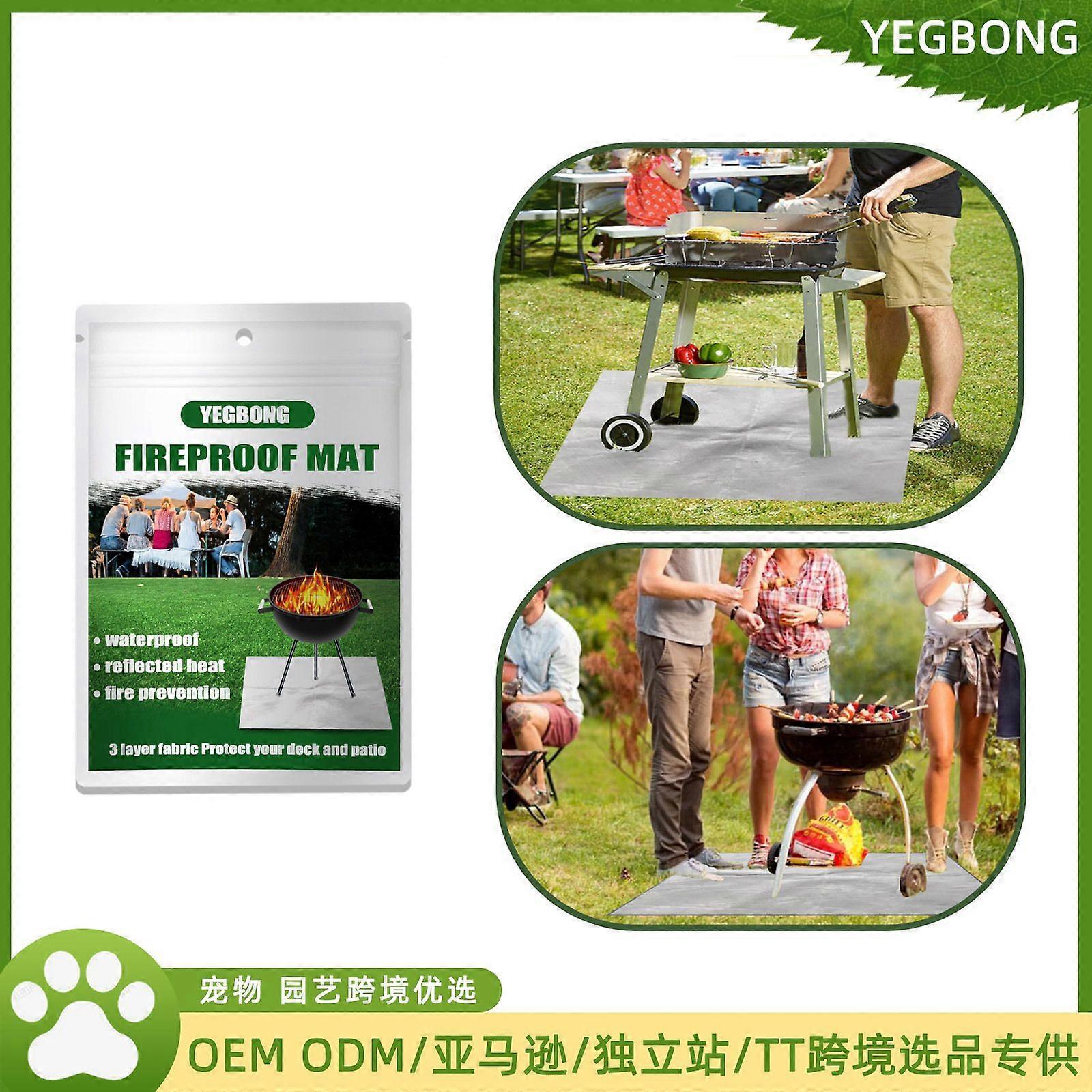 Yeybong Silver Rectangular Fireproof Pad Fireplace Brazier Outdoor Lawn Terrace Barbecue Fireproof Pad