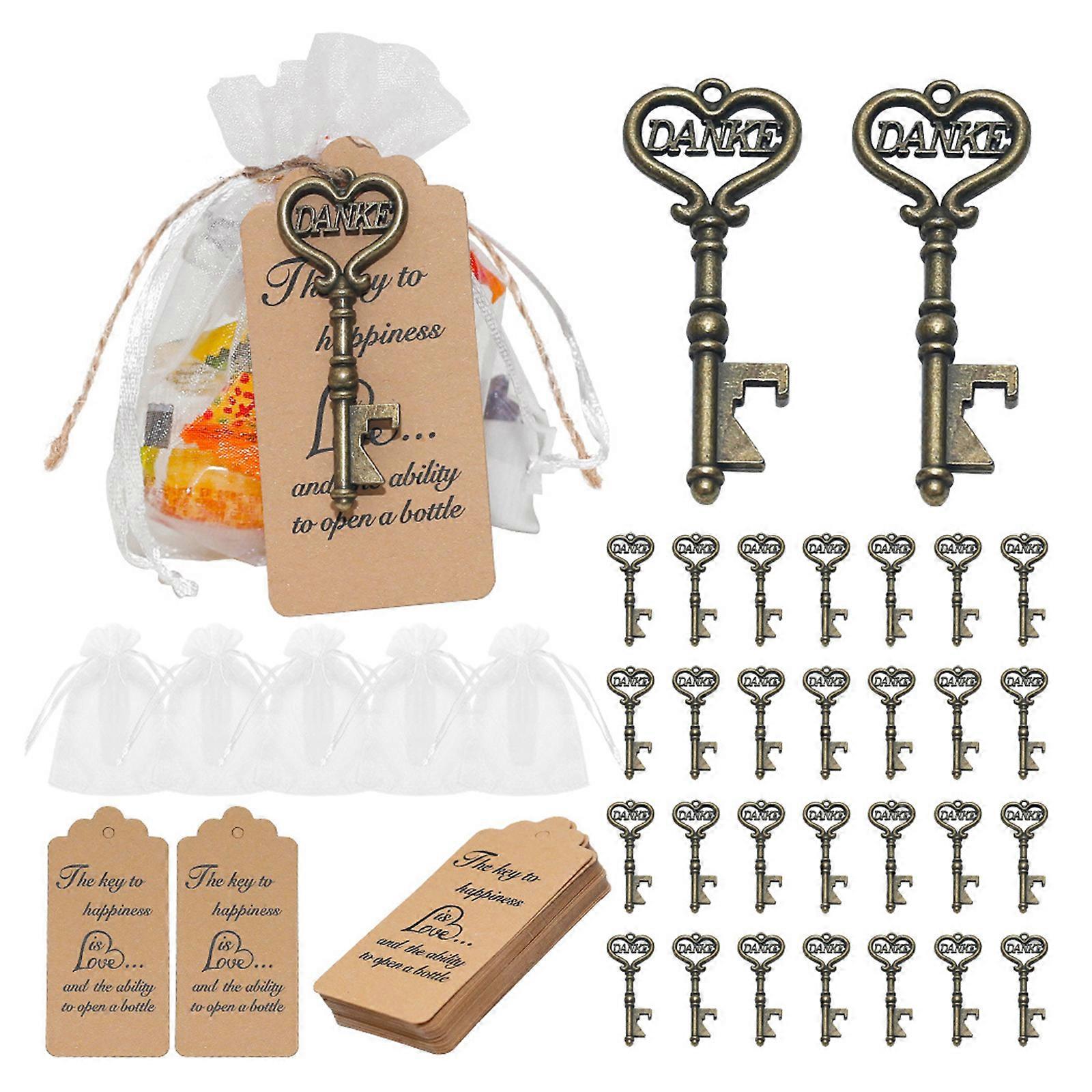 50 Pack για ανοιχτήρια μπουκαλιών κλειδιών με ετικέτα κάρτας για πάρτι συγκέντρωσης φίλων γαμήλιας τελετής Διακόσμηση σκηνής ξενοδοχείου
