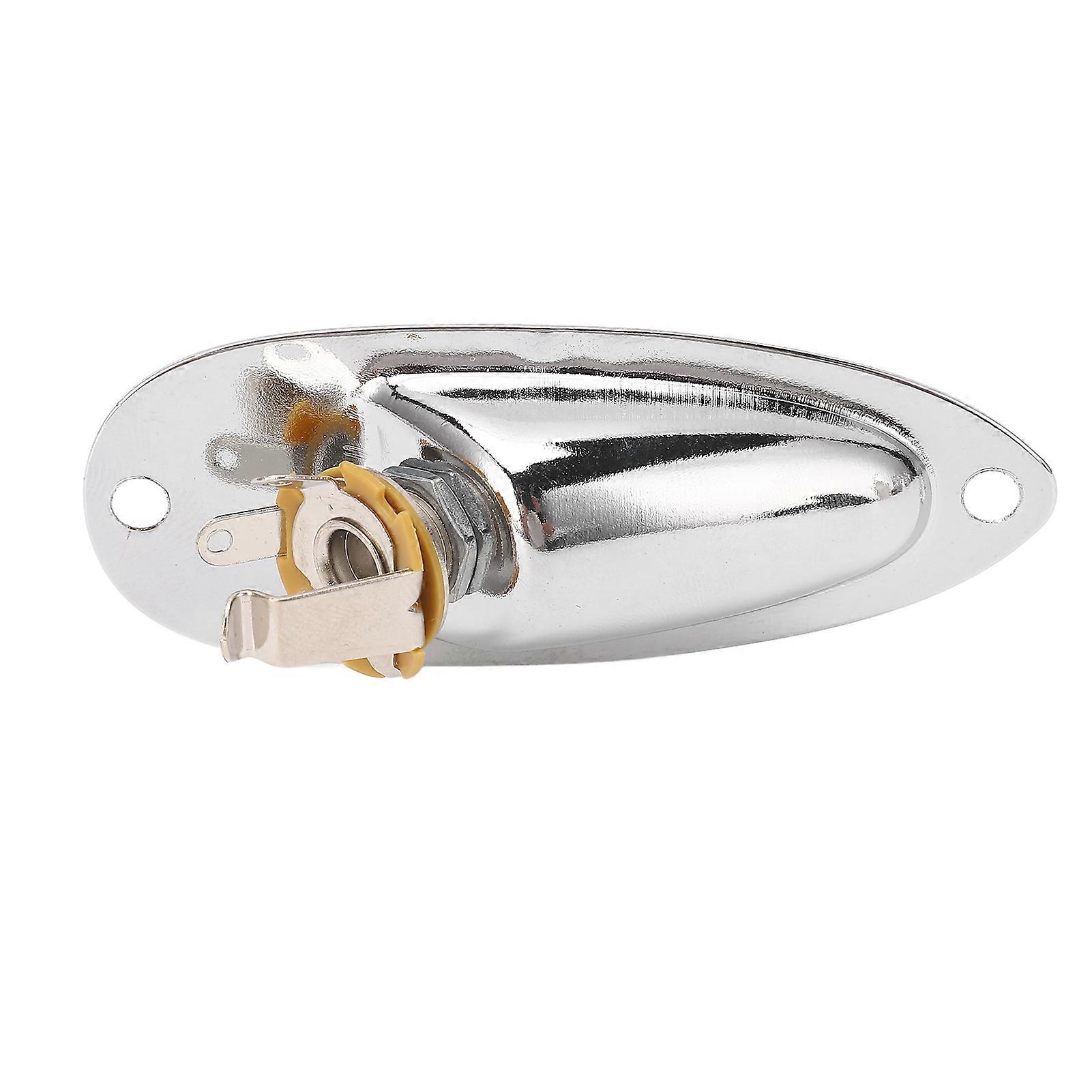 Guitar Input Jack Boat Style 6.35mm Metal Electric Guitar Input Output Socket with 2 String Fixators GT50 Silver 