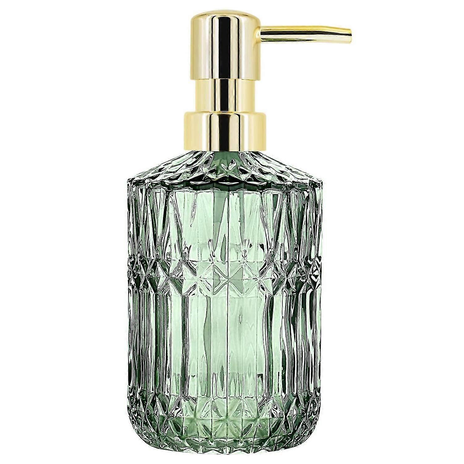 Glass Soap Dispenser With Pump, Refillable For Bathroom(green)