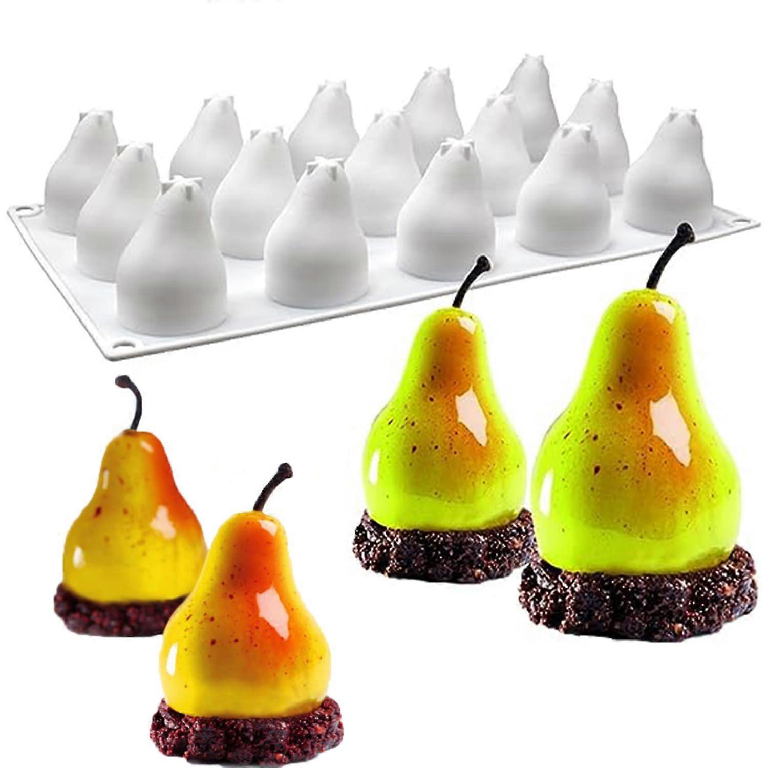 3D Pear Shape Mousse Mold Silicone Baking Mold for Fondant Cake Decoration 15-Cavity Chocolate Dessert Soap Maker