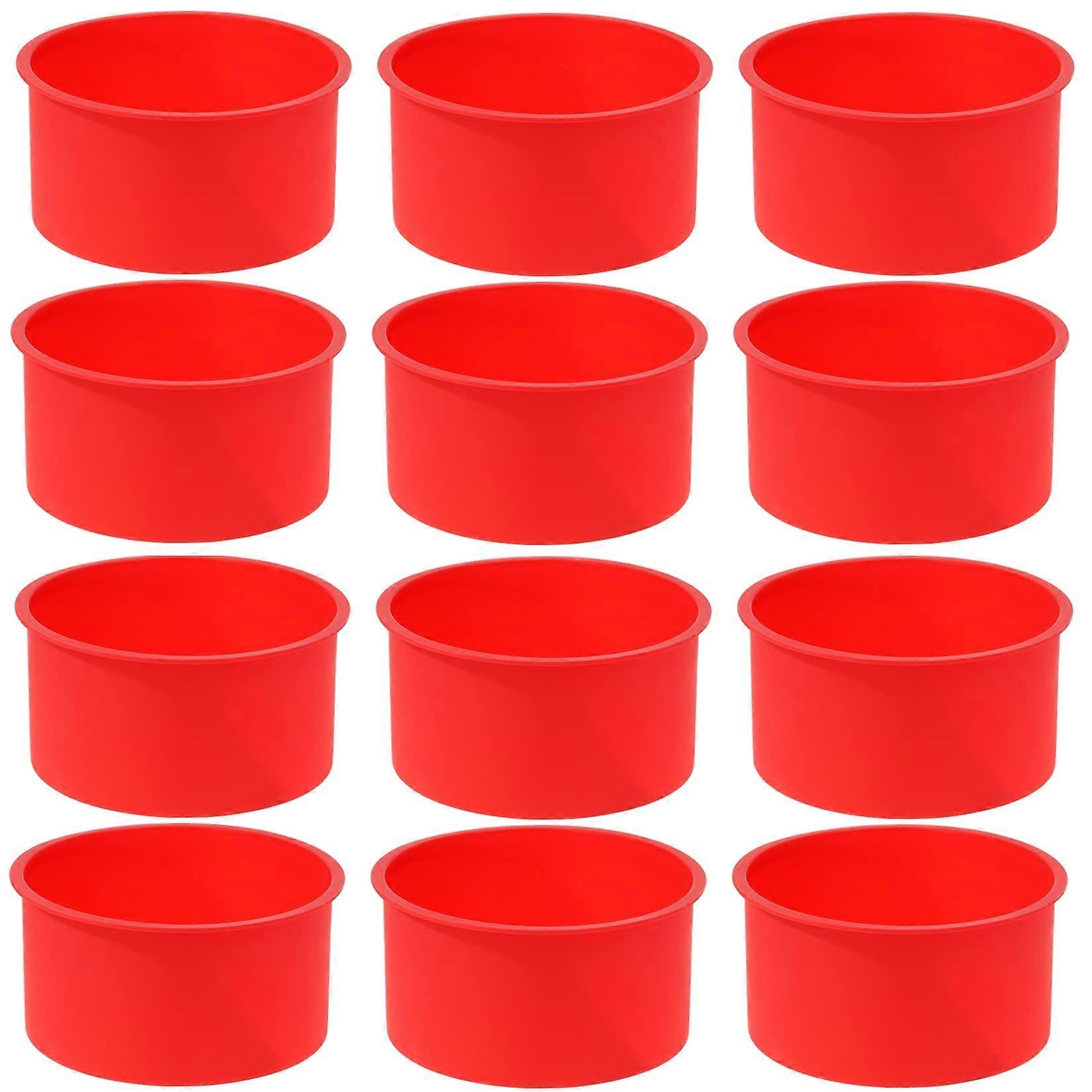 12 Pcs Non-Stick Silicone Cake Molds 4 Inch Ideal for Baking Muffins and Cupcakes Flexible and Reusable Oven Safe