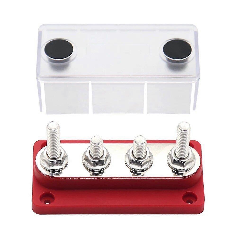 150A Busbar Terminal Block 4 Way Bus Bar Board 5/16 Studs Bus Bar Cover for RV Marine Boat for Vehicle Car Automobile Caravan