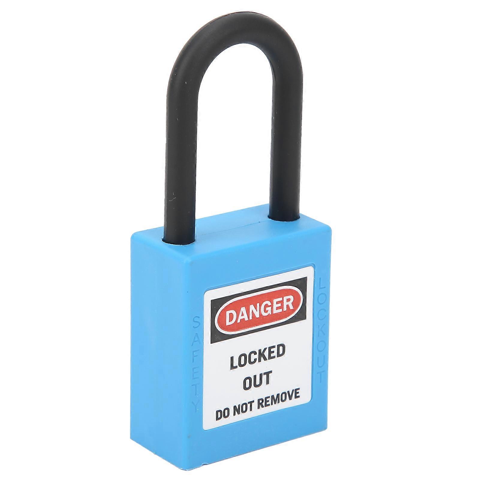 Corrosion-resistant nylon insulated safety padlock with key, 38 mm, blue