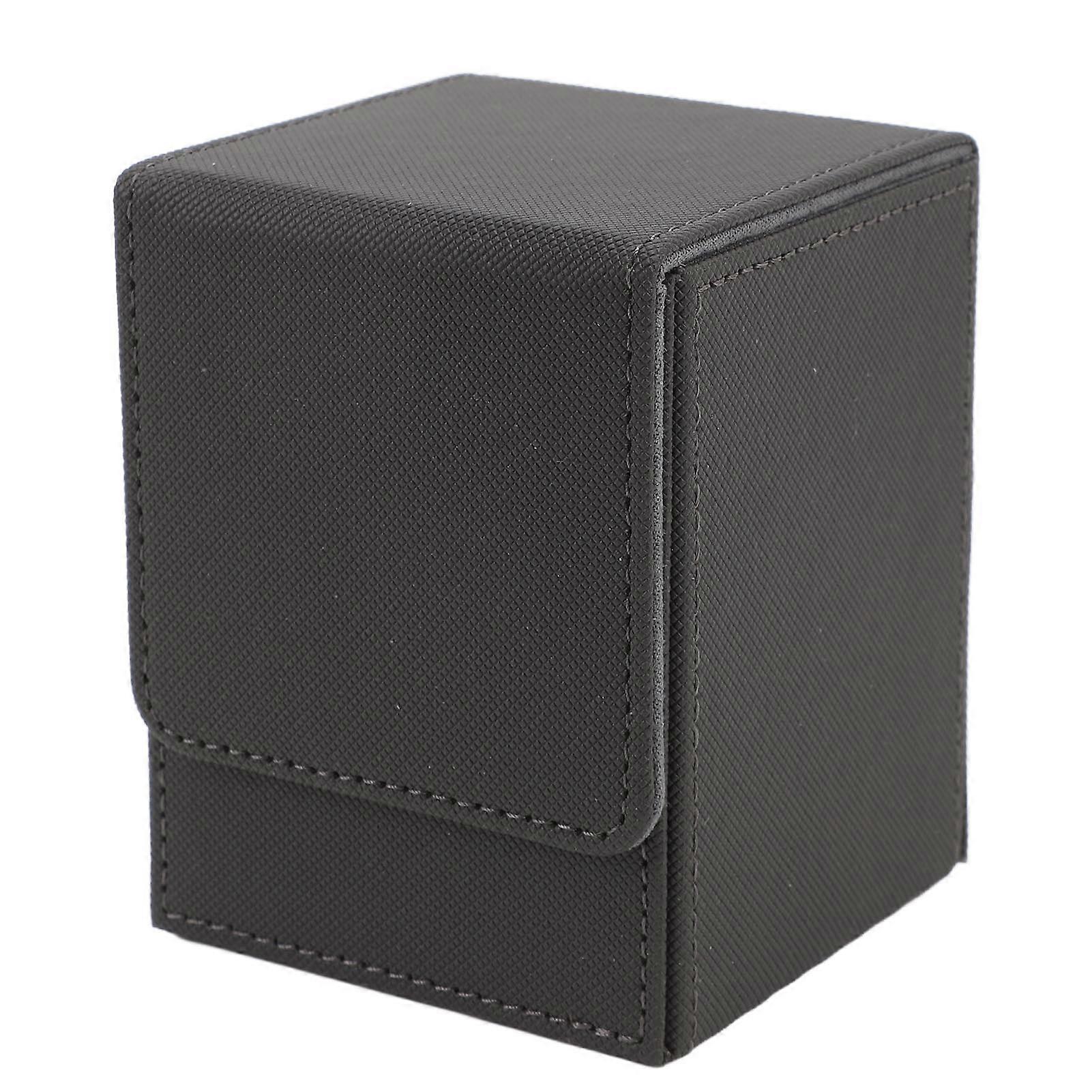 Magnetic Card Box Holds 100 Cards Scratch Resistant PU Leather Game Card Storage Case Vertical Gray
