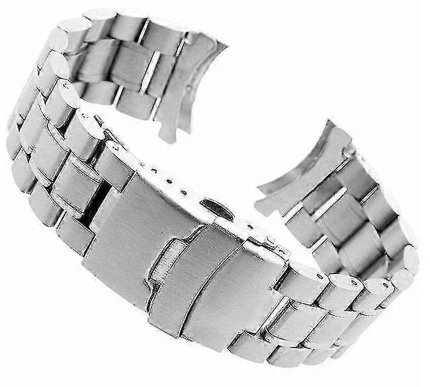 Curved Stainless Steel Metal Solid Watch Band Strap Clasp Replacement 20-22mm