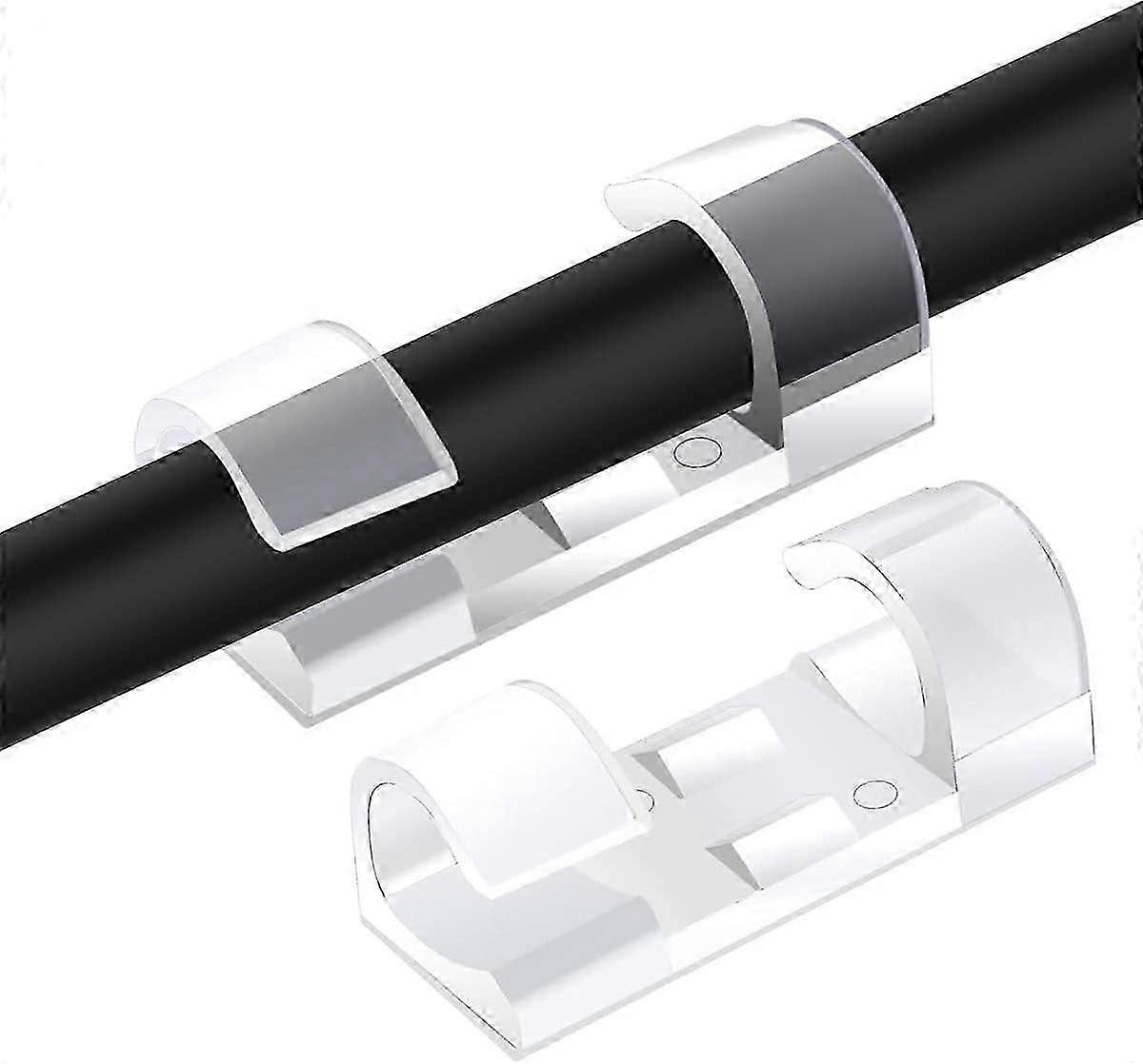 60pcs Cable Clips, Storage Clips with Strong Self-Adhesive Pads, Round Plastic Fixing Clips, Transparent