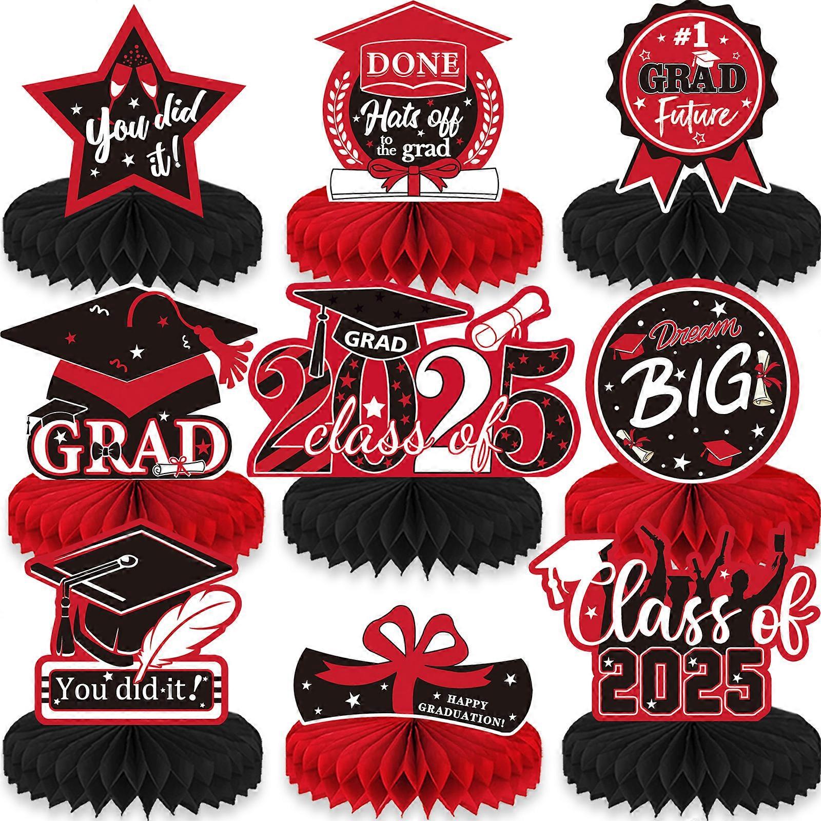 9pcs Graduation Honeycomb Decorations For Tables User Friendly And Durable Display Ornament For Parties And Ceremonies