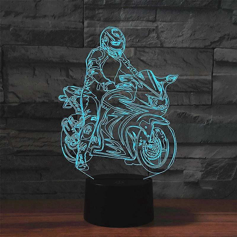 Motorcycle Shape 3D Colorful LED Vision Light Table Lamp, USB & Battery Version