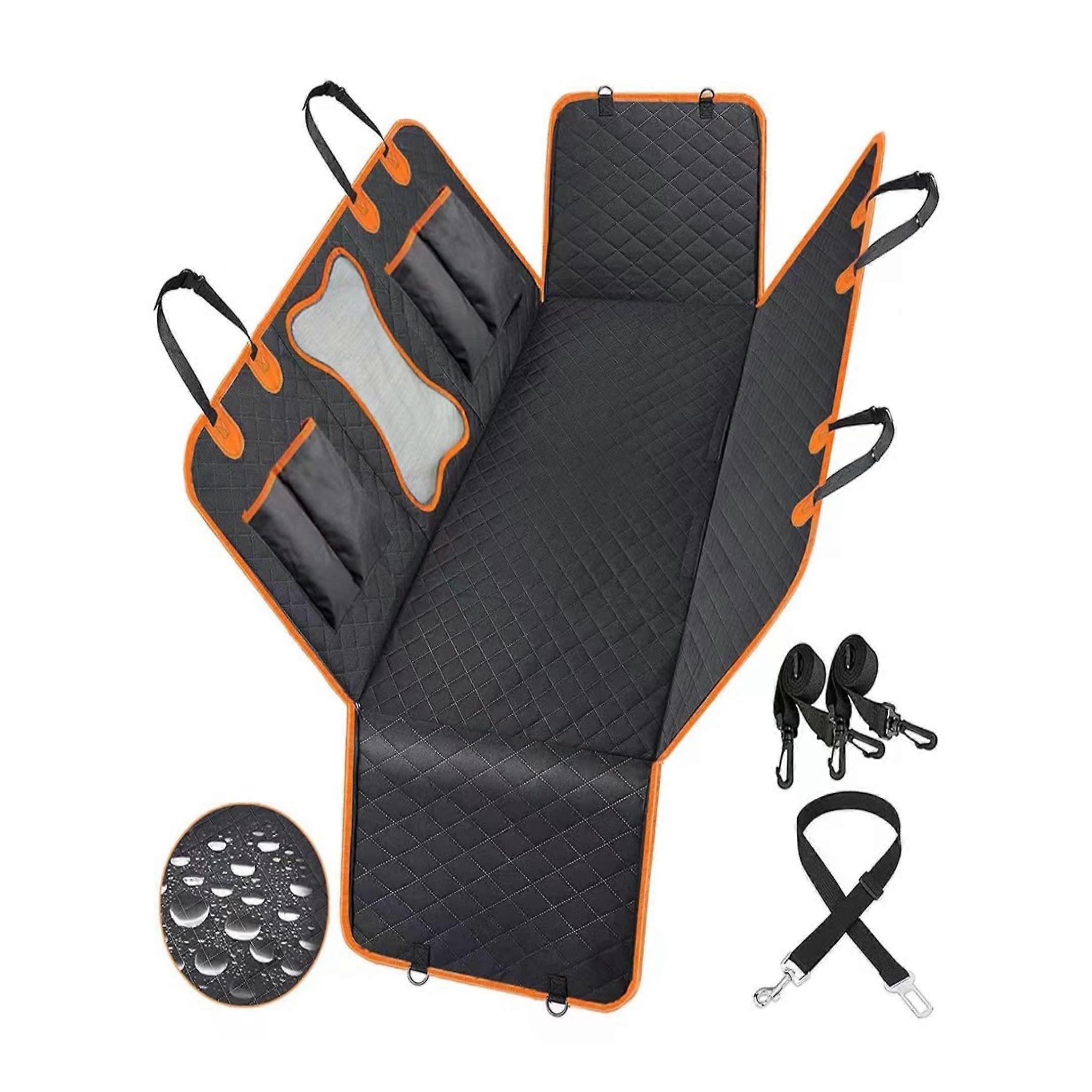 Dog Car Seat Cover for Back Seat, Waterproof Pet Travel Hammock for Cars, Trucks, SUVs, Durable with Mesh Window