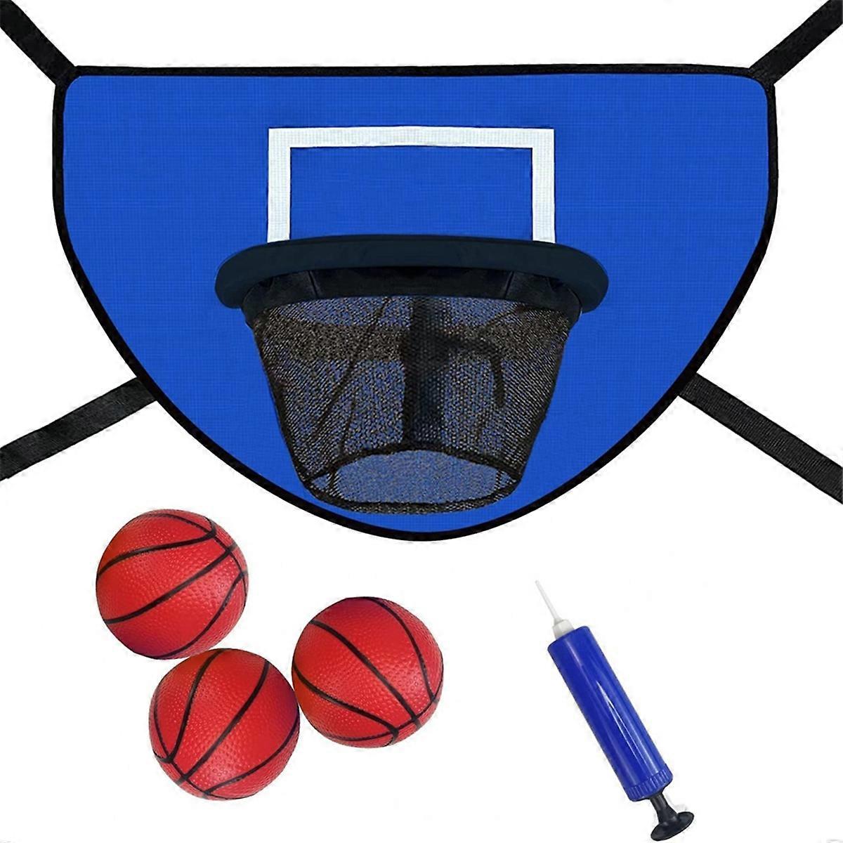 Trampoline Basketball Hoop Kit with Pump and Mini Ball,Trampoline Basketball Attachment for Kids Ad