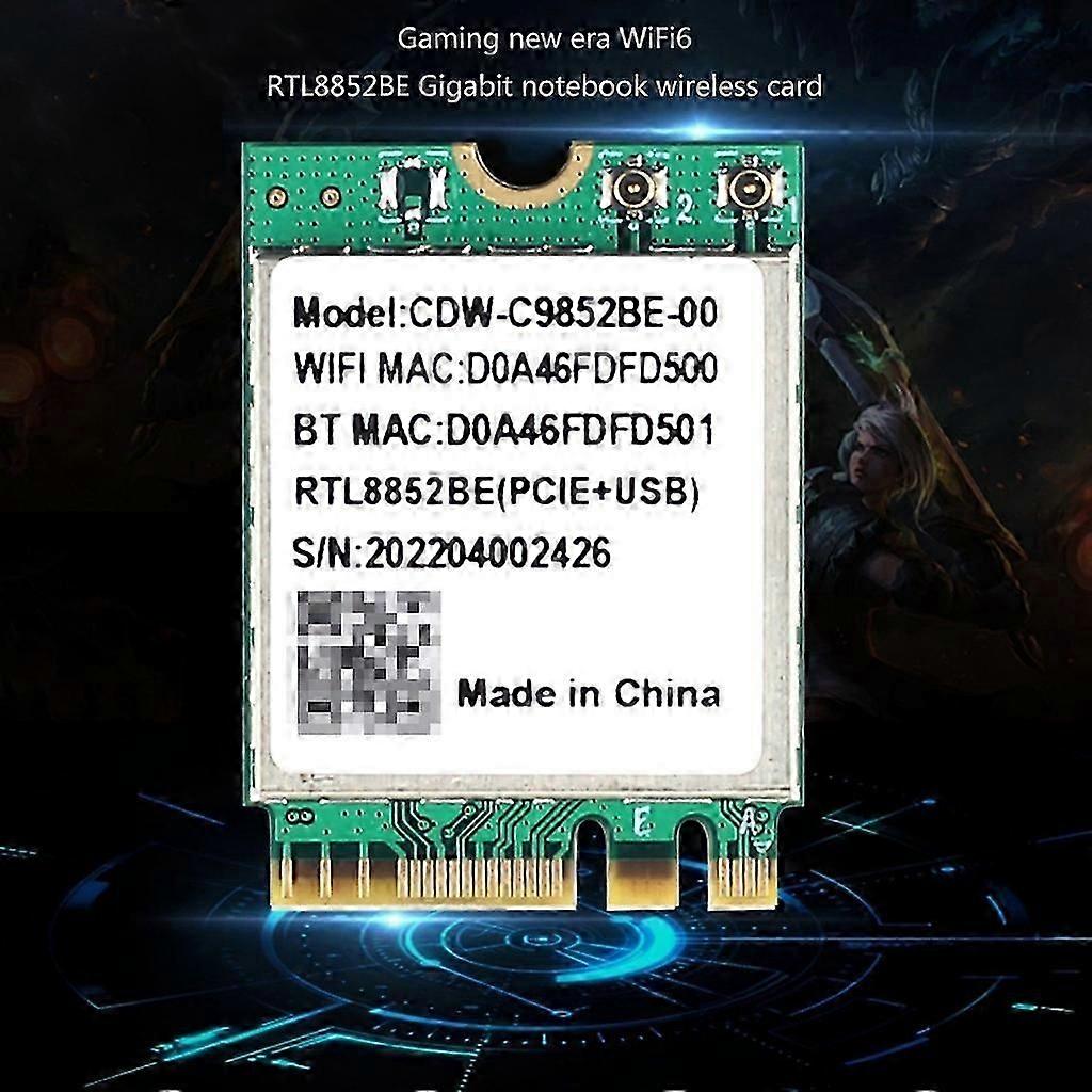 Carte Réseau WiFi 6 RTL8852BE 1800 Mbps + Bluetooth 5.2 - Mini PCIe, Double Bande, Pour Windows 10/11