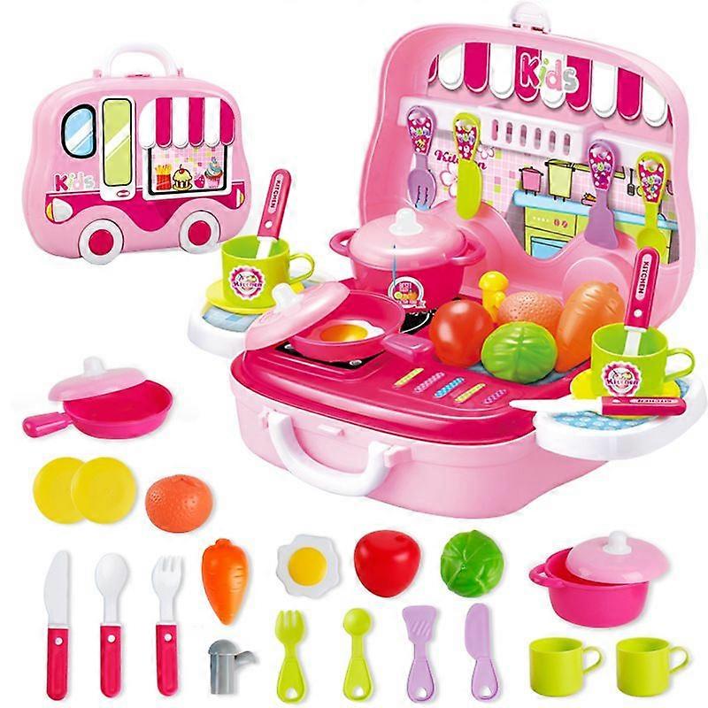 Kids Toy Set Suitcase Suitcase Toys for Toddlers 3 4 5 6 Years Old(Tableware 1)