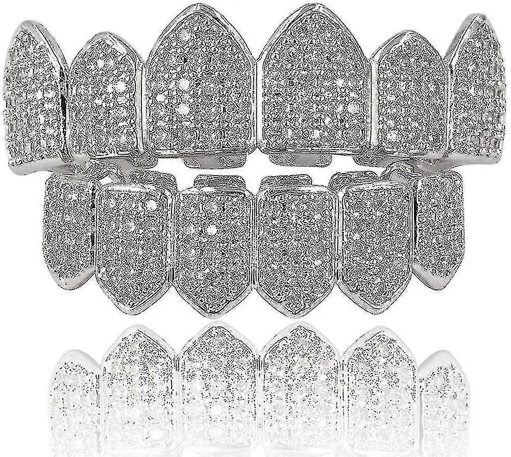 18kゴールドメッキマクロパヴェCzアイスアウトグリル、追加の成形バーが含まれています