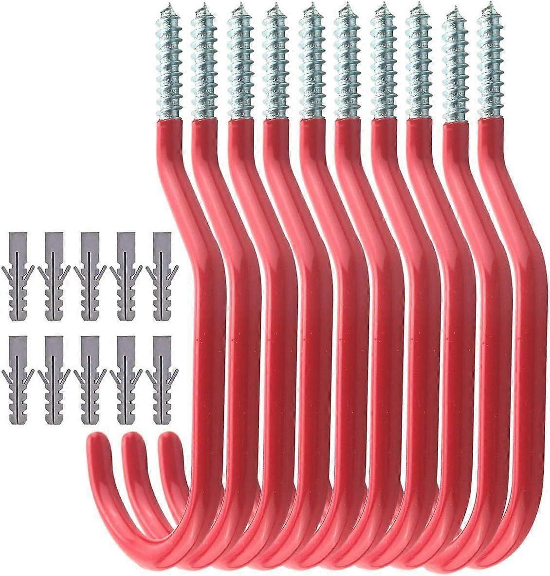 10pcs Bike Hooks Bicycle Storage Hooks Set, Screw-On Utility Storage Hangers Shed Garage Yard Plastic Covered Hook