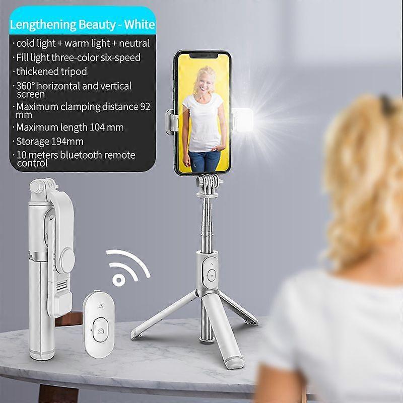 Wireless Bluetooth Selfie Stick Mini Shutter Remote Control Bluetooth Foldable Tripod Extendable with Fill Light for IOS Android