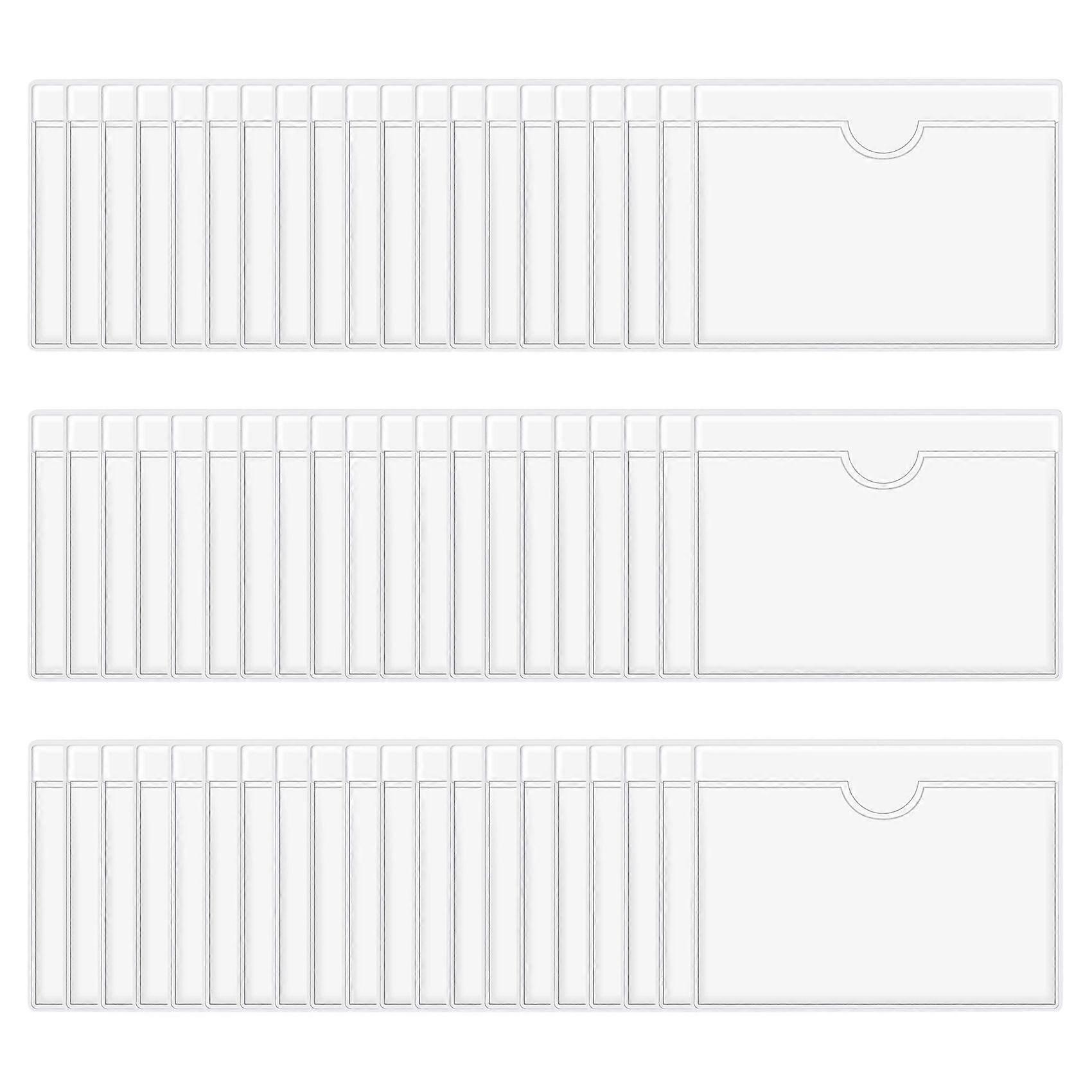 60Pcs Self-Adhesive Label Holder Card Pockets Label Holder Clear Library Card Holders with Top Open for Index Cards