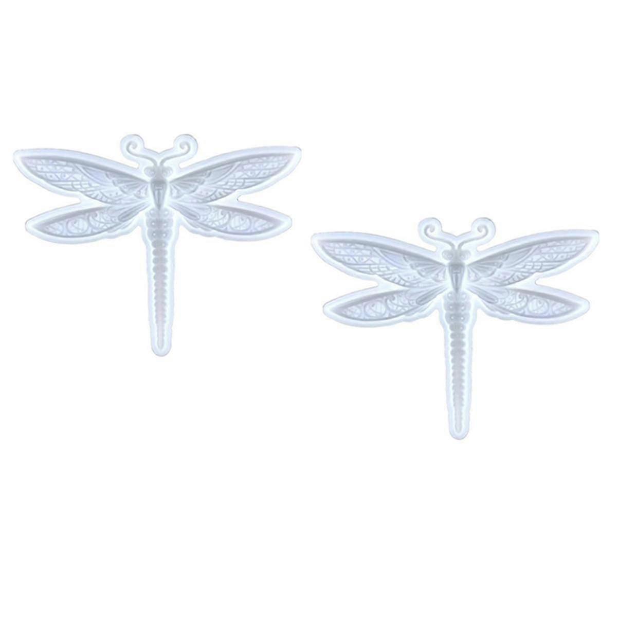 2PCS Dragonfly Silicone Mold Large Epoxy Resin Dragonfly Shape Molds 3D Unique Animal Pendant Wall