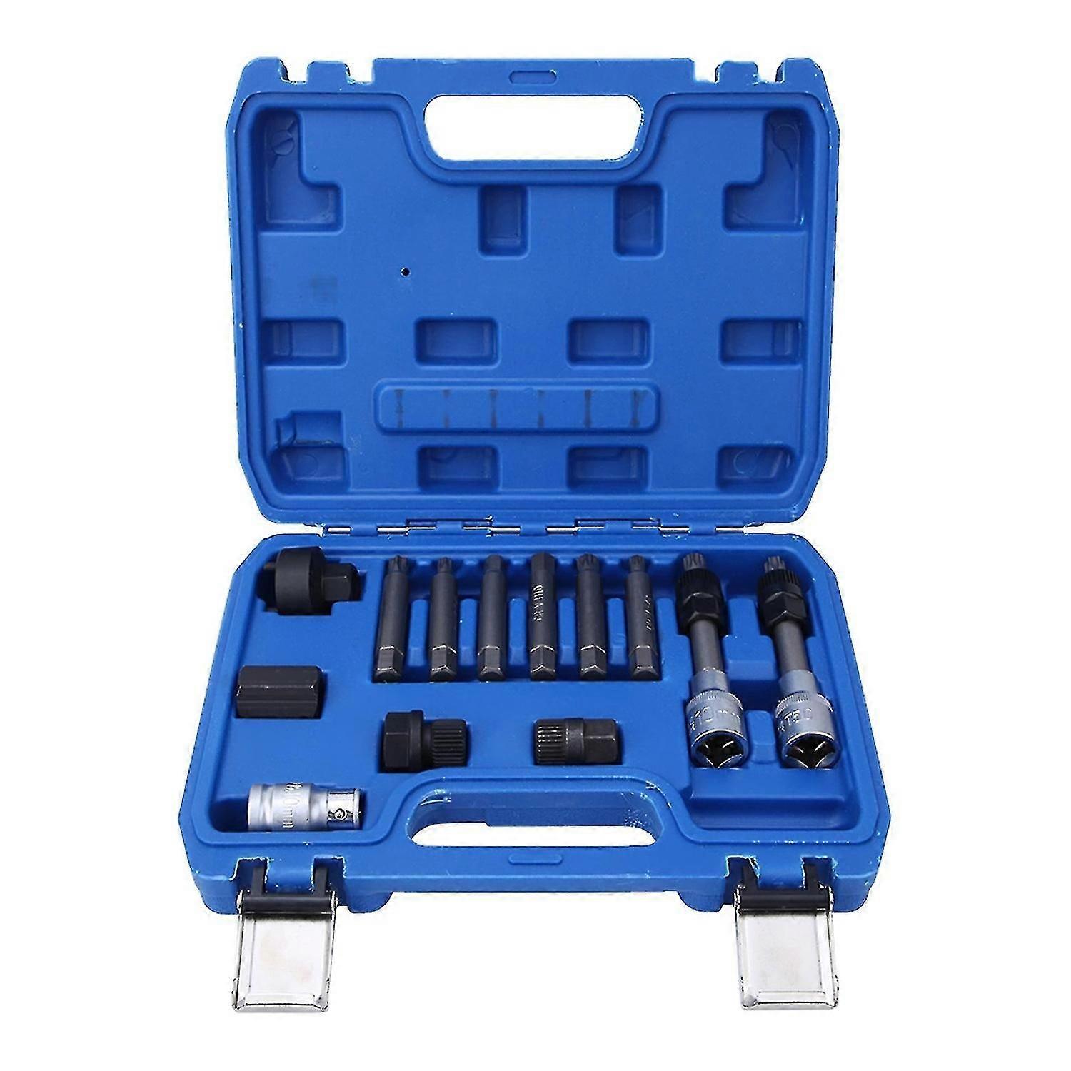 13pcs Alternator Freewheel Pulley Removal Socket Bit Set - Service Hand Tool Kit