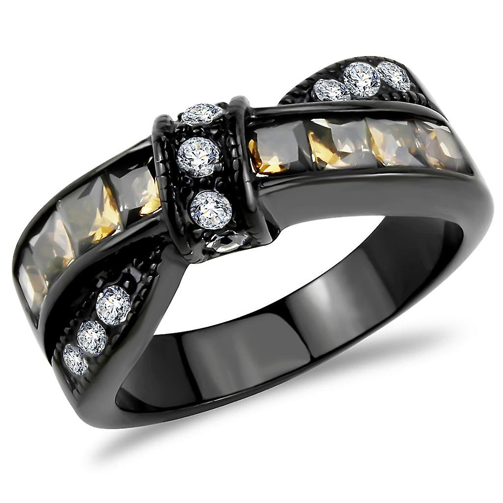 Stainless Steel Ring Synthetic Brown TK3452 for Women Style BlackIon