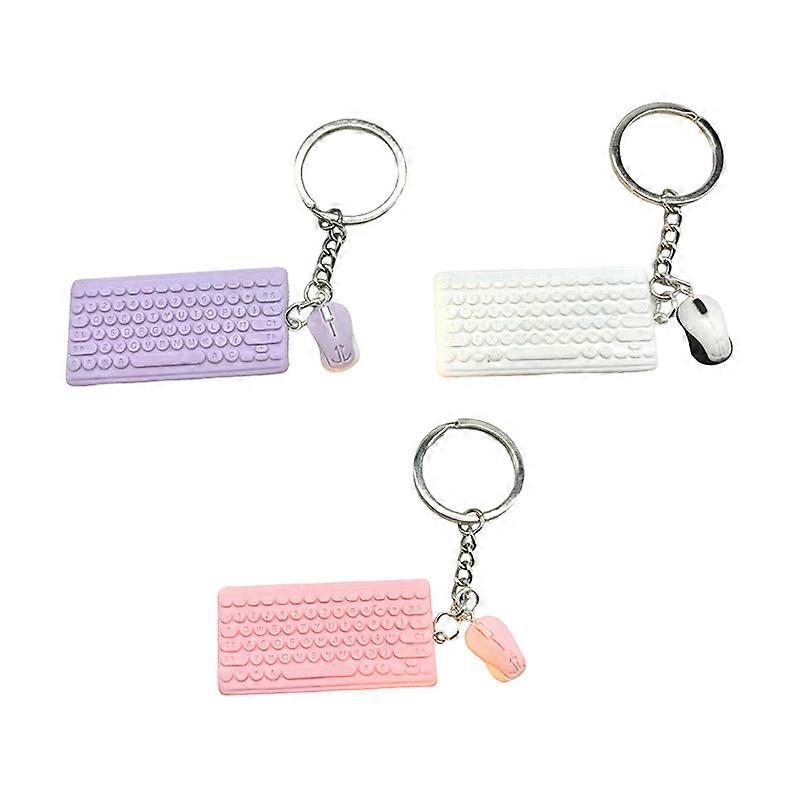 Creative Mini Keyboard Mouse Keychain Cute Simulation Key Ring Pendant School Bag Pendant Keychain Accessory Gift