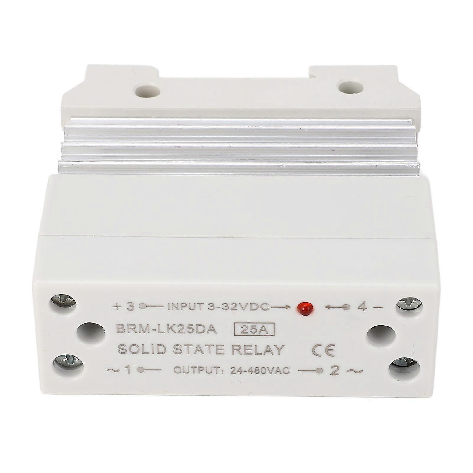 DTCY DC to AC 25A Single Phase SSR Module High Sensitivity Low Noise Solid State Relay with Heat Sink Input 3‑32VDC Output 24‑480VAC