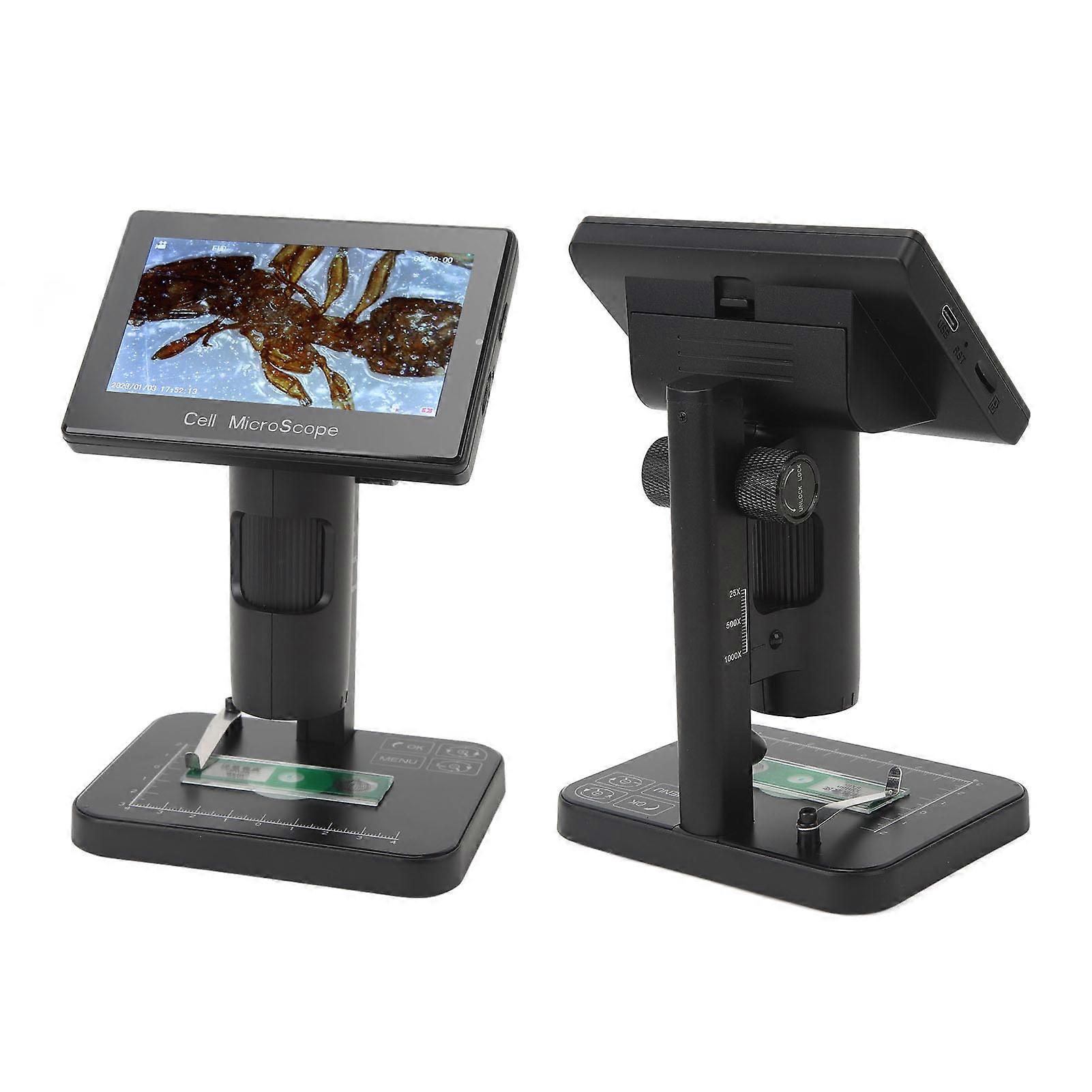 Digital Microscope with 5in IPS Screen USB 1080P 1000X Magnification 3 Lighting Modes 8X Zoom Coin Microscope for Soldering Research 