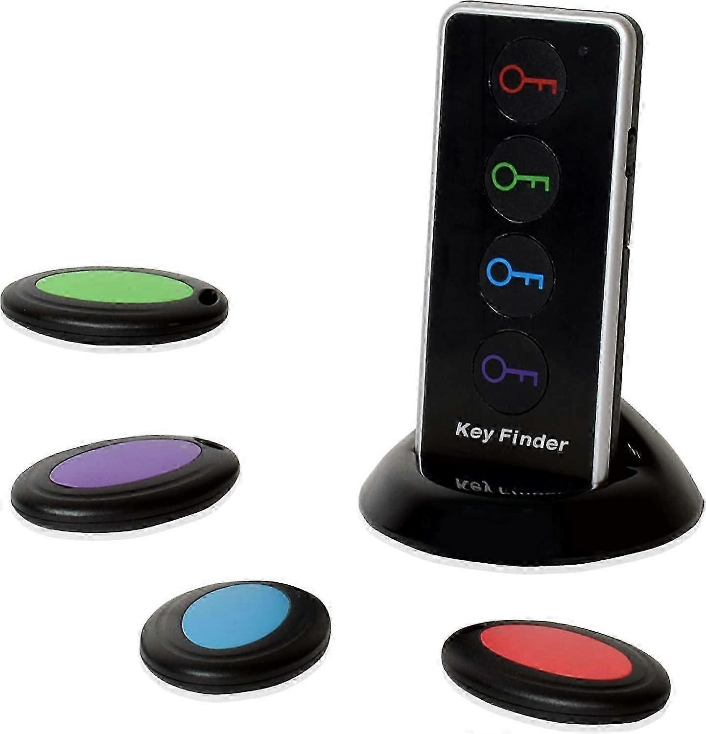 Item Locator with 1 Transmitter and 4 Receivers, 130ft Working Range Wireless Item Tracker Support Remote Control LED Flashlight Function for Finding