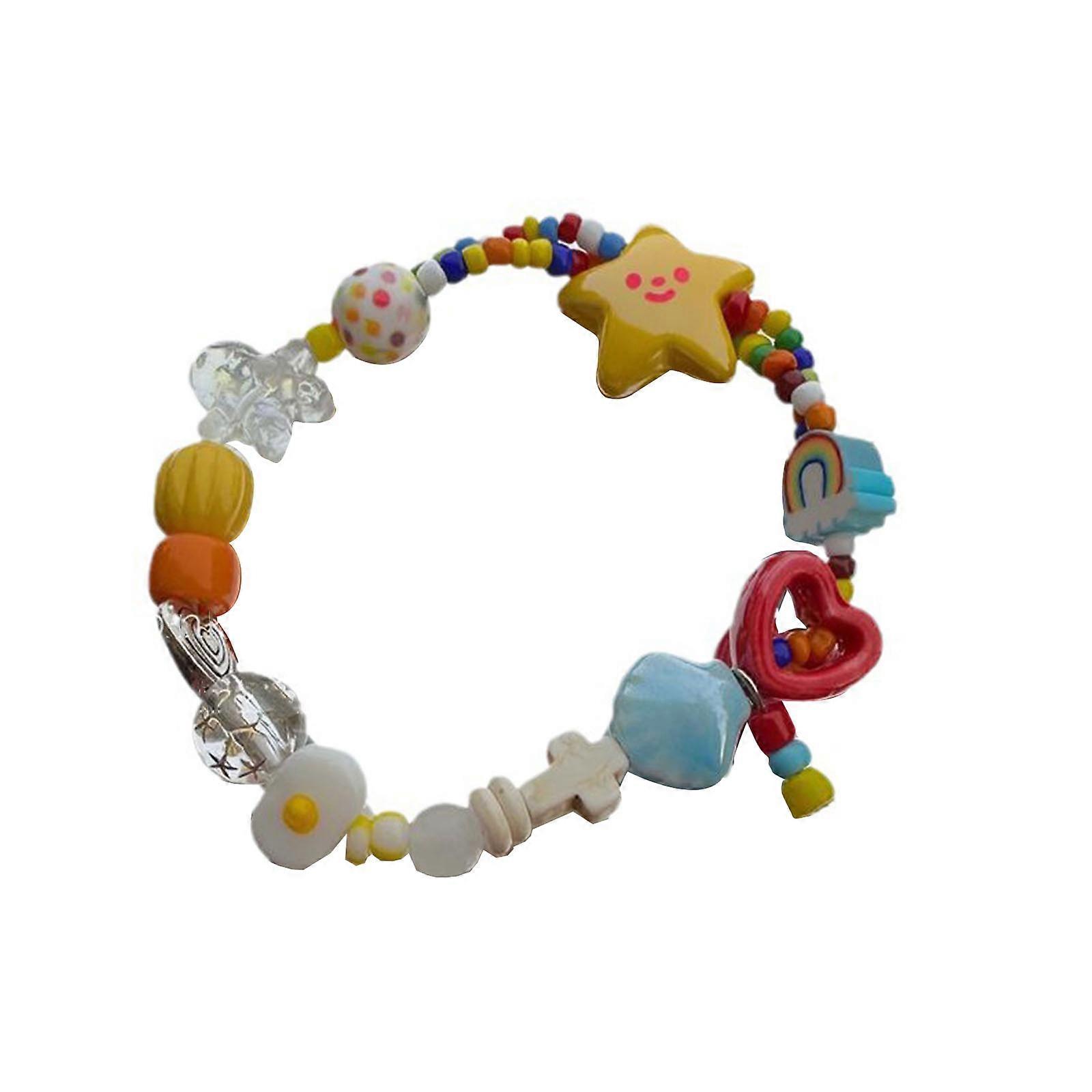 Mignon coloré perlé bracelet simple mignon étoile extensible bracelets d’été bijoux empilable bracelet amitié bracelets