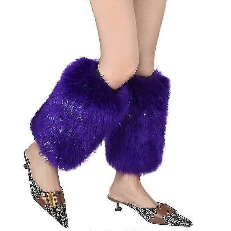 Fuzzy Faux Fur Leg Warmers Boot Cuffs 25cm/35cm/45cm - 25CM - COLOR 2