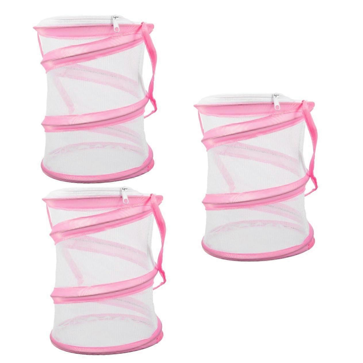 Insect Cage for Butterflies and Beetles, Pink Fabric Breeding Habitat, Monach Butterfly Protection Net, Pack of 3