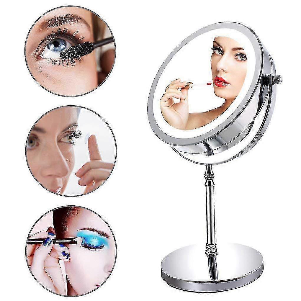 7-Inch Two-Sided Lighted Makeup Mirror with 1x/10x Magnification, Featuring White Daylight LED Shadow, Suitable for Various Brands