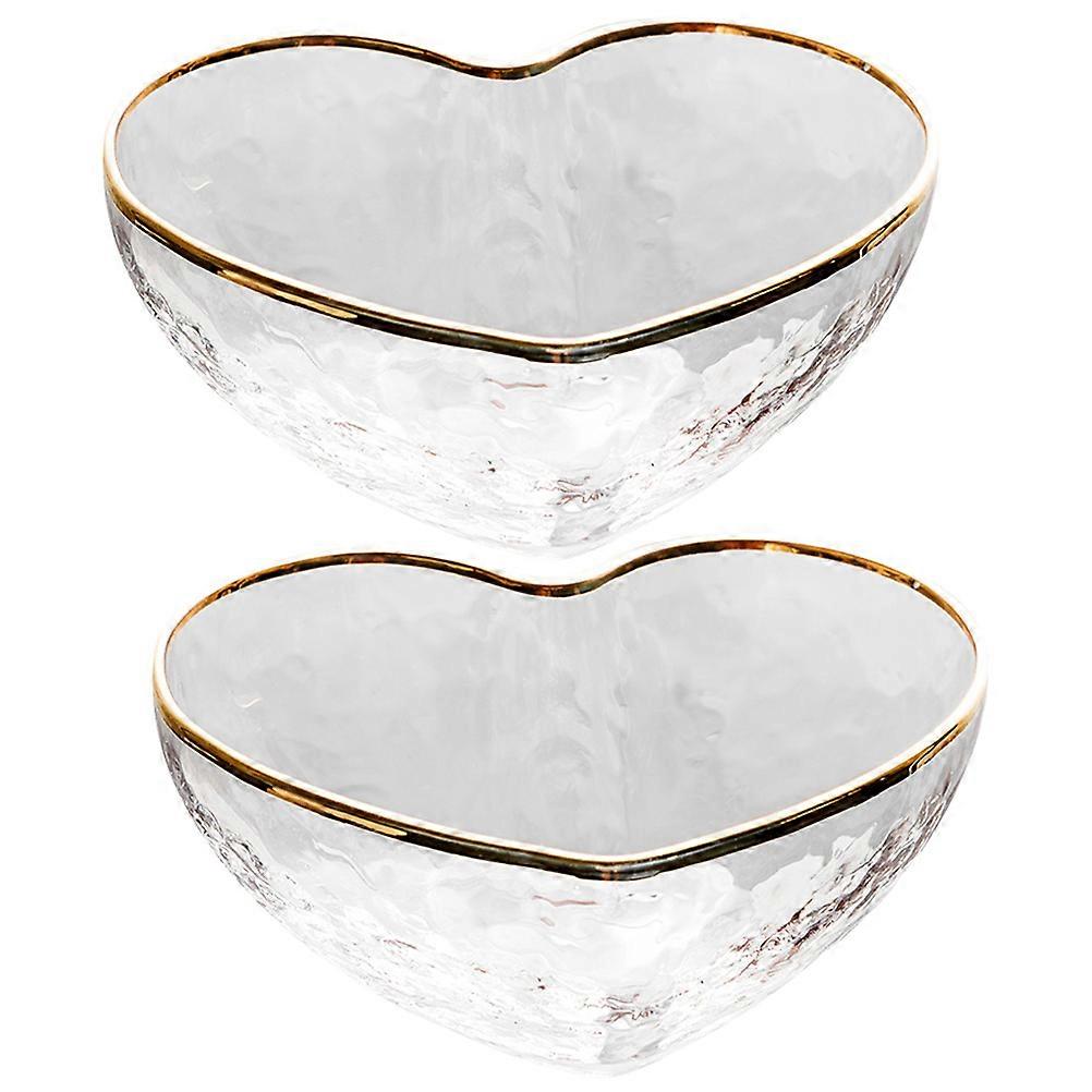 Here's a refined and professional product description based on your input:
**2pcs Heart Shaped Glass Dessert Bowls – Transparent Trimmed Serving