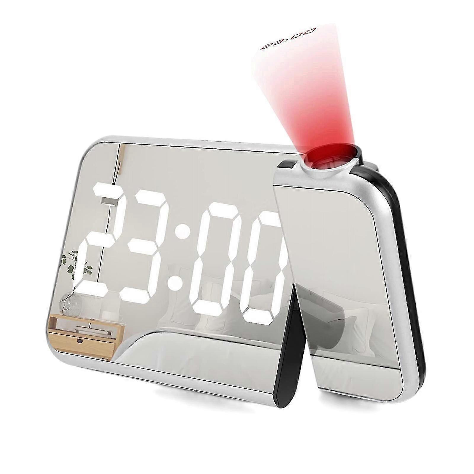 6" LED Mirror Screen Projection Alarm Clock with Time Date Temperature DisplayEUnyny