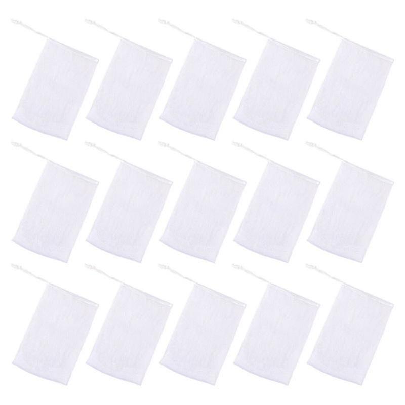 50 pieces of mesh cleansing pouches for bubble making, foaming nets for effective soap use (white)