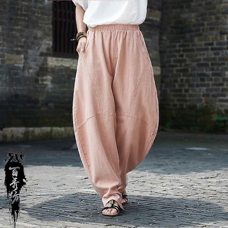 Spring and Summer Cotton Linen Women's Pant Plus Size Lantern Casual Pants Sitting Pants