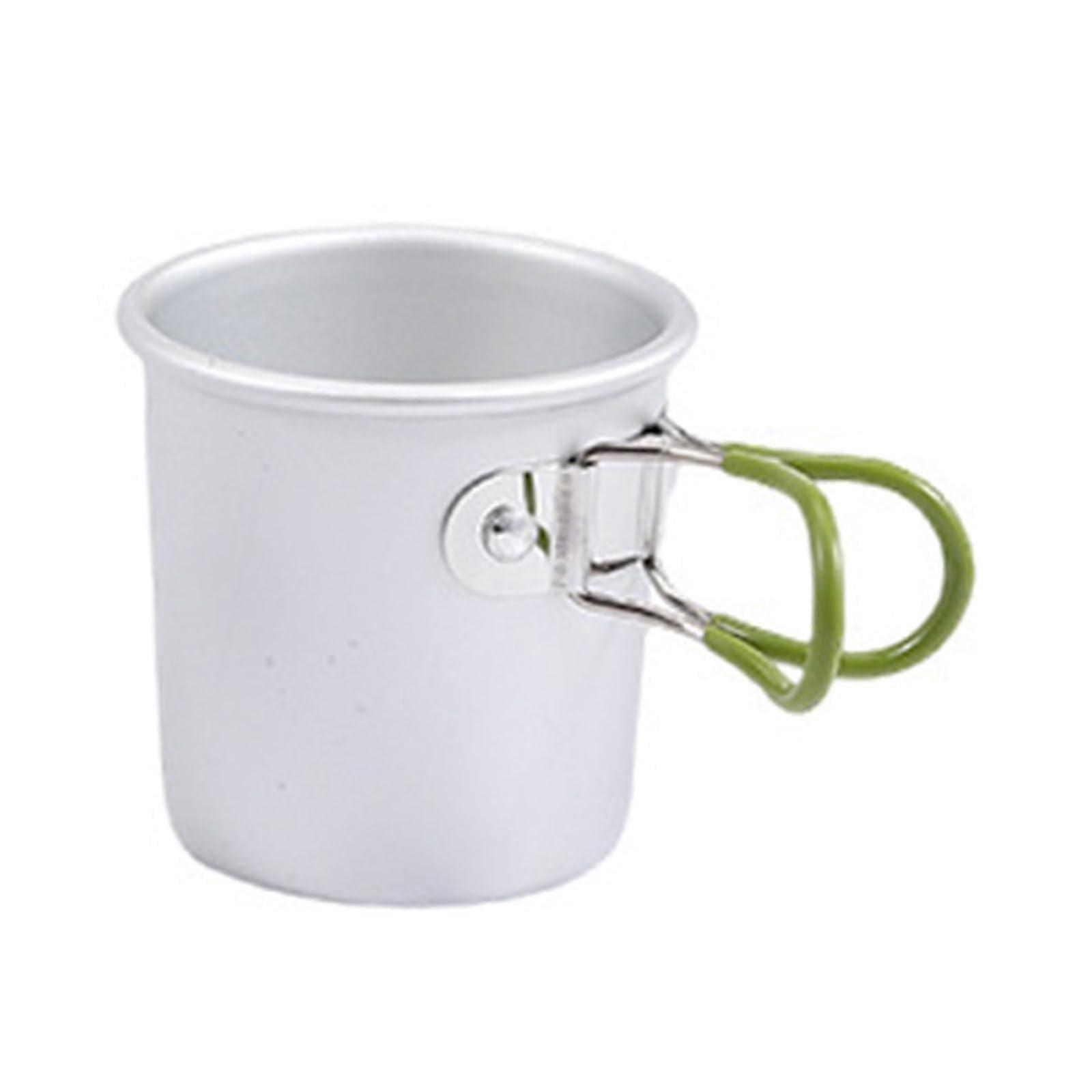 Aluminium Alloy Coffee Mug with Foldable Handle for Camping and Picnic, Green, Lightweight and Durable