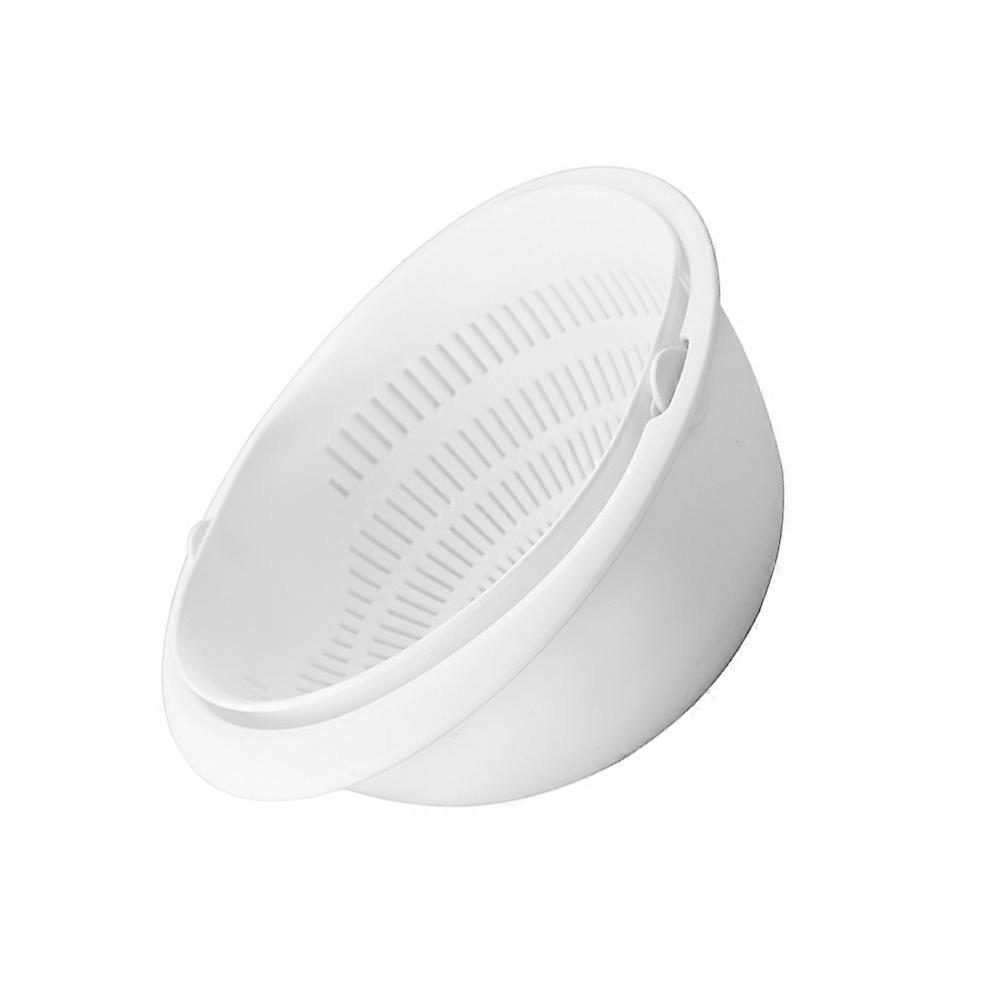 Kitchen Multi Purpose Basket Fruit Washing Bowl With Inner Layer Double Layer Design White 9.1x9.1x4.1in 1Set