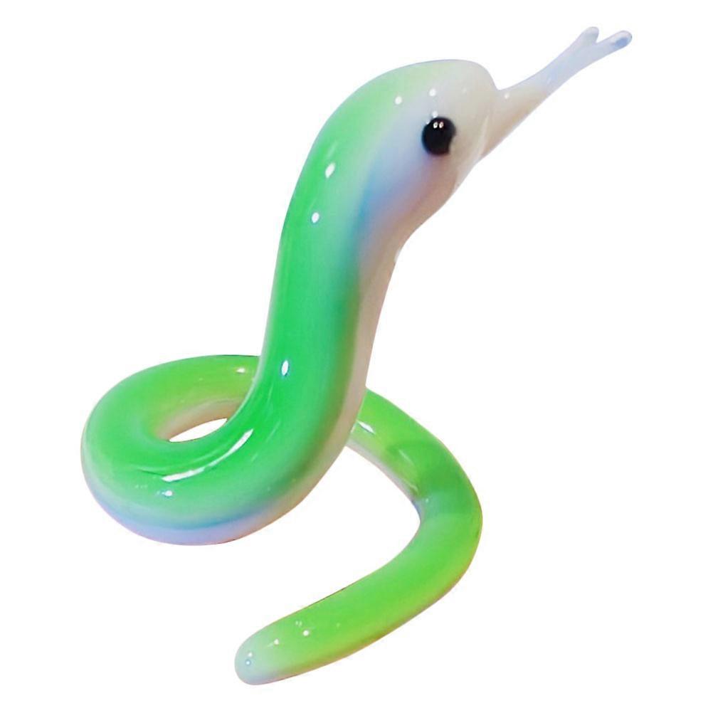Miniature Glass Animals Small Snake Ornament Home Decor Light Green 5.00X4.00X4.00CM Craftsmanship 1Pack
