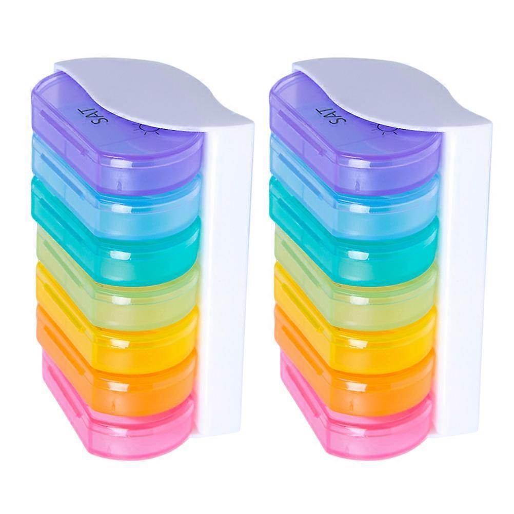 Mini Travel Pill Container Colorful Portable Storage Organiser For Home 2Pcs
