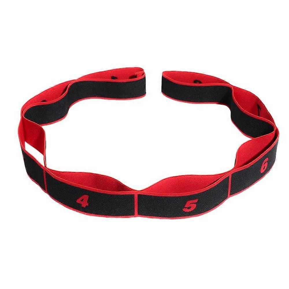 Yoga Elastic Resistance Bands for Latin Dance Stretching, Polyester Drawstring Loop, Red Black Fitness Pilates Bands