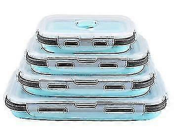 4 Pcs Of Square Silicone Folding Lunch Box, Refrigerator Storage Fresh-keeping Box, Bento Box