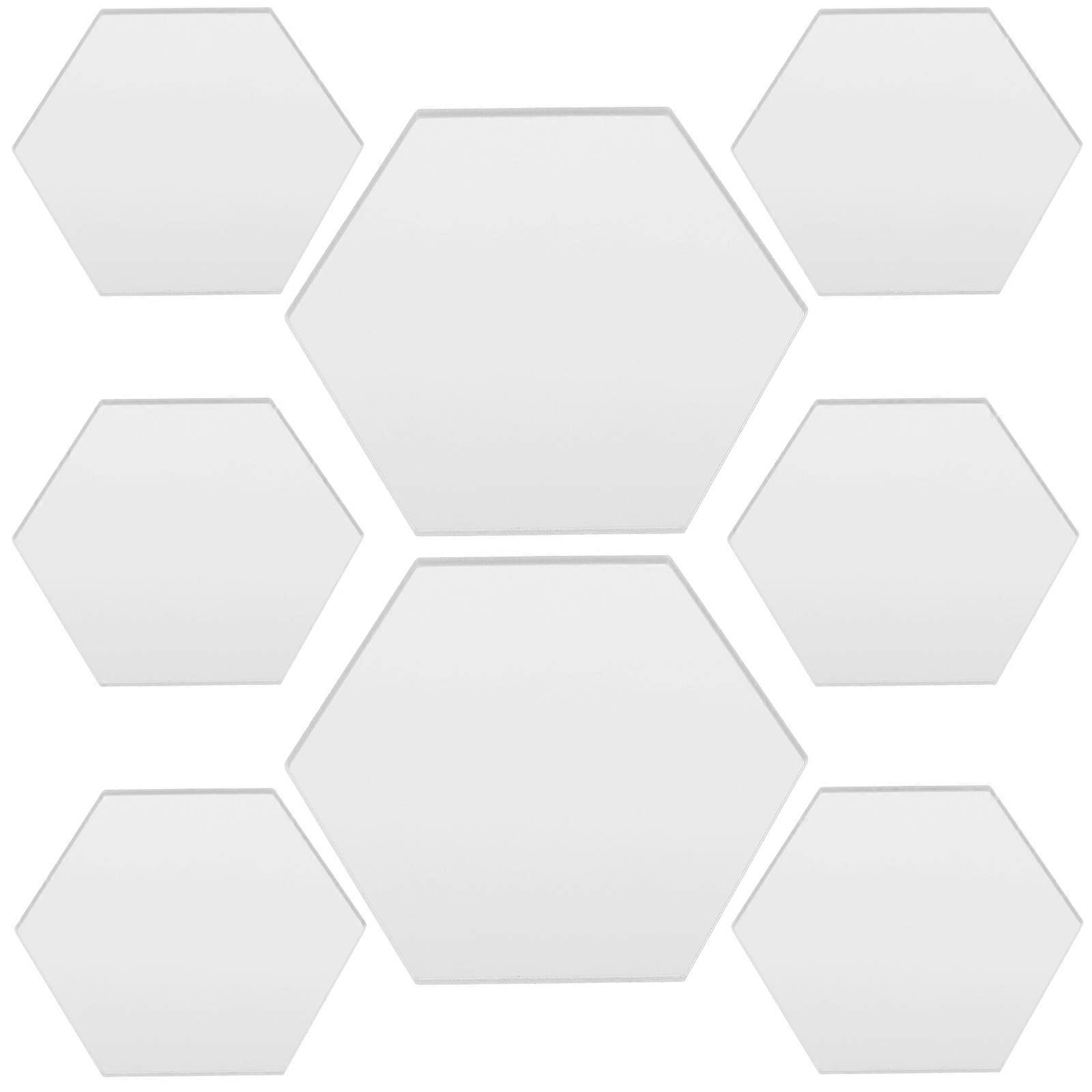 Wedding Table Card Acrylic Sign Hexagon Silver 8x7x0.2cm Indicating Location 8Pcs