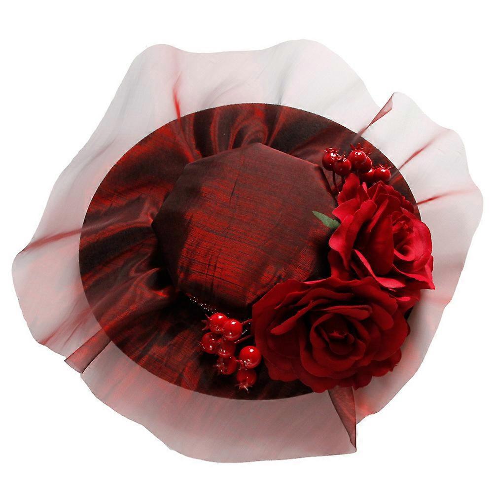 Yetişkinler Için Parti Şapkaları Gotik Dans Parti Şapkası Koyu Kırmızı 32x32 cm Üst Şapka Düz Taç Yün Plastik Moda Aksesuar 1 Paket