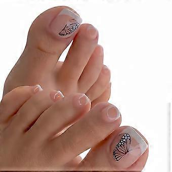 Elegante falsche Nägel mit Schmetterlingsdesign, 24-teiliges Set in verschiedenen Größen, einfache Anwendung für DIY-Maniküre und besondere Anlässe