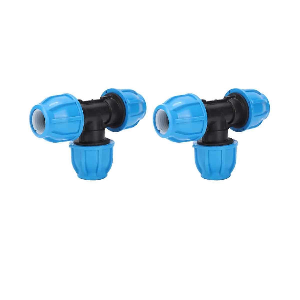 2Pcs PE Plastic Water Pipe Fitting Accessories Tee Connector <br>