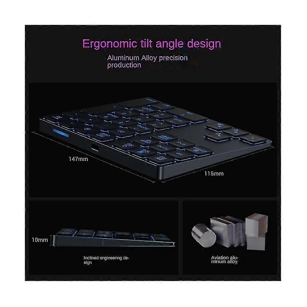 2025 Latest Model Backlight Bluetooth Numeric Keypad Rgb Rechargeable 34 Keys