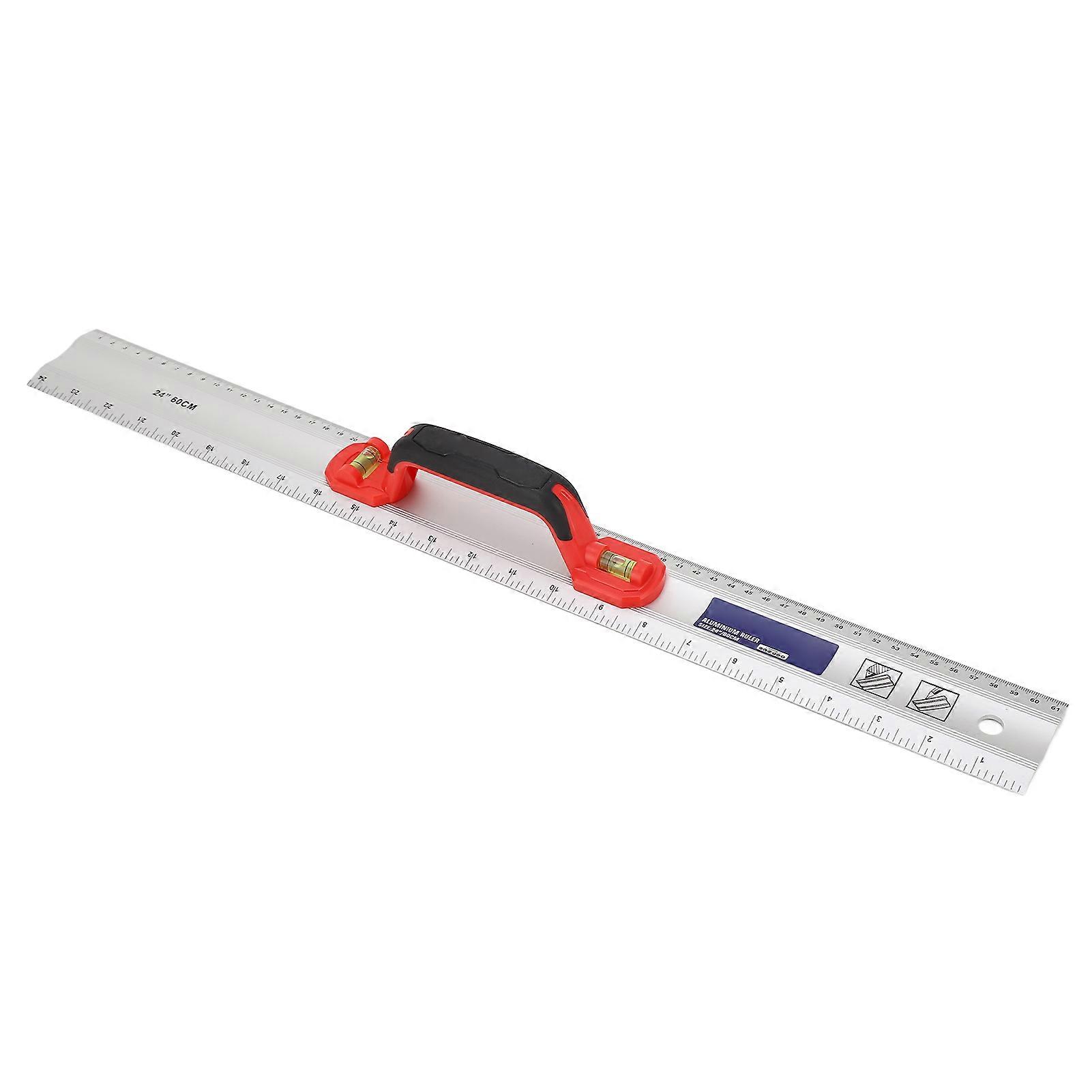 Aluminum Straight Edge Ruler with Handle Bubble Metal Centimeter Inch for Cutting Multifunctional Measuring Layout Tools